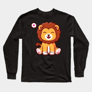 Cute Lion Sitting Cartoon Long Sleeve T-Shirt